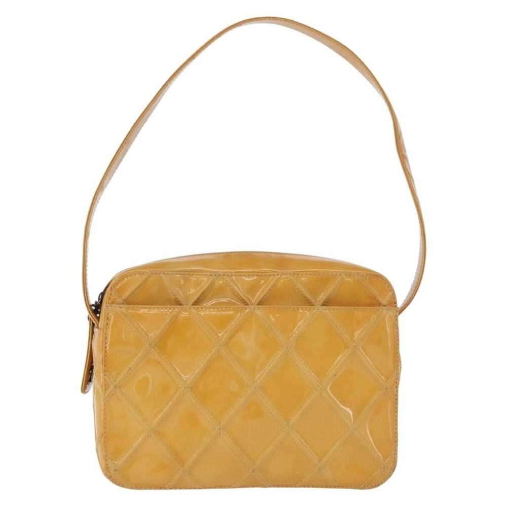 Chanel Patent Leather Bicolore Shoulder Bag Yellow